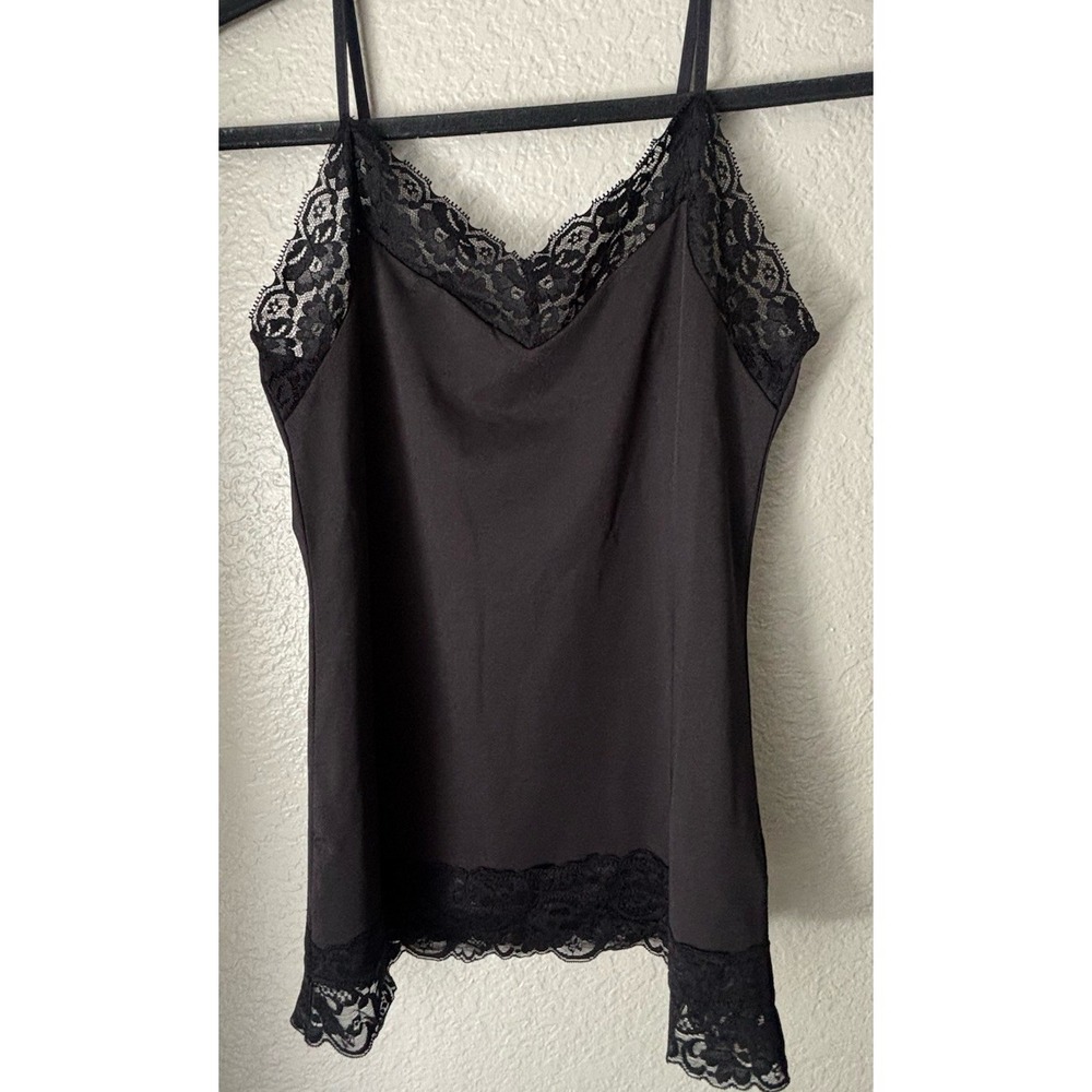 White House Black Market Black Lace Trim Cami Tank Top Small - Picture 11 of 12